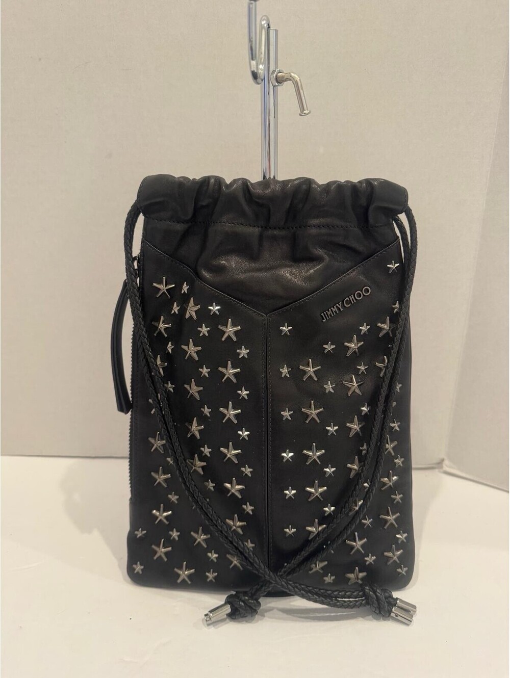 Jimmy Choo Mikko Star‑Studded Leather Drawstring Pouch